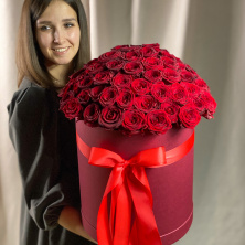 Коробка с розами "Влюбленные сердца"
