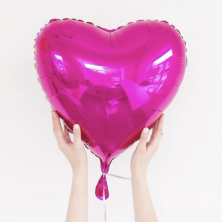 Фольгированный воздушный шар сердце, цвет фуксия, 46 см