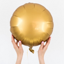 Фольгированный шар круг , цвет сатин золотой, 46 см