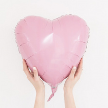 Фольгированный воздушный шар сердце, цвет нежно розовый, 46 см