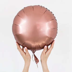 Фольгированный шар круг , цвет сатин розовая медь, 46 см