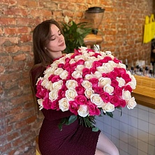 Розы эквадор розово-белый 101 шт