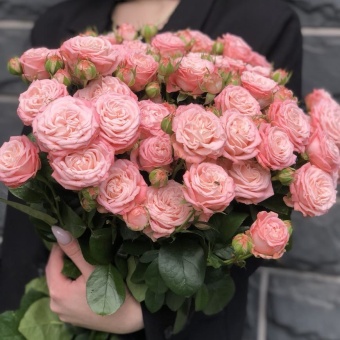 Букет из кустовых роз (пудрово-розовый)