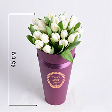 Конус с белыми тюльпанами 25 шт